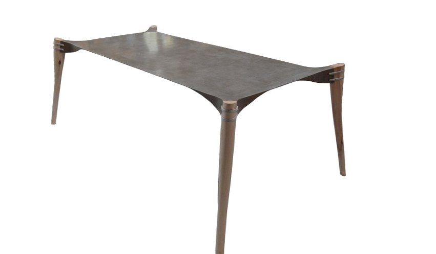 bureau table composite lin/bois/résine