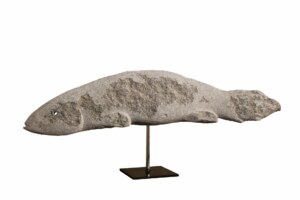 "poisson" sculpture granit inox
